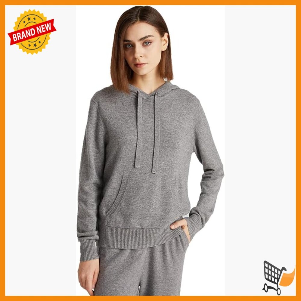 Oversized Cashmere Hoodie With Pocket Front Pullover Sweater Long Sleeve